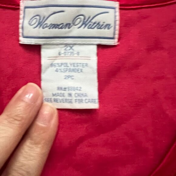 Woman Within Red Velvet Pullover Christmas Holiday Top Blouse Size 2X - Picture 4 of 12
